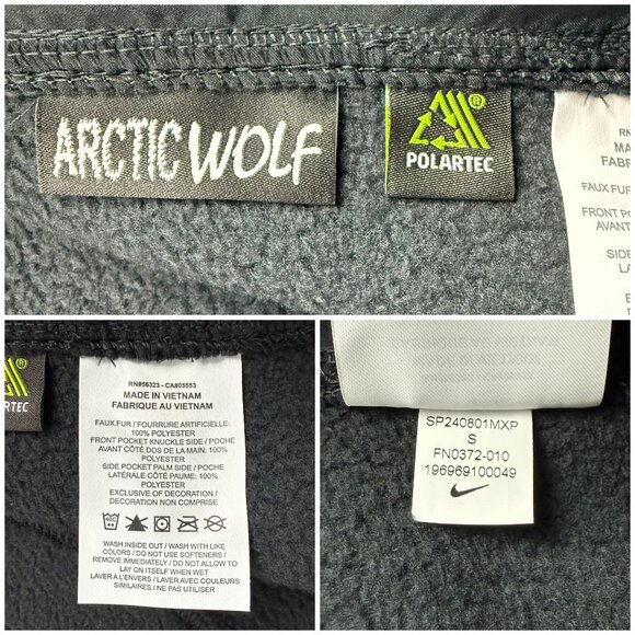 Nike ACG Jacket Mens Small Black Grey Arctic Wolf Sherpa Fleece Sweater Polartec - Picture 10 of 11